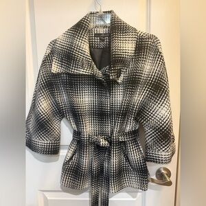 Willi Smith Black and White Plaid Trench Coat